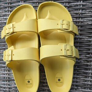 NWOT Women's Yellow EVA Two Band Footbed Slide Sandals - Shade & Shore size 10